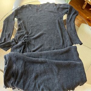 Free People Waffle Knit Long Dress Size Large Festival Comfortable